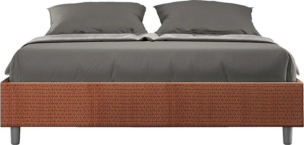 Łóżko bez stelaża tapicerowane 160x190 tkaniny Labirinto 04 Pomarańczowy Azelia