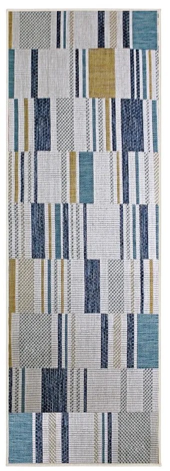 Żółto-niebieski dywan odpowiedni na zewnątrz 80x230 cm Rosco Geo – Flair Rugs