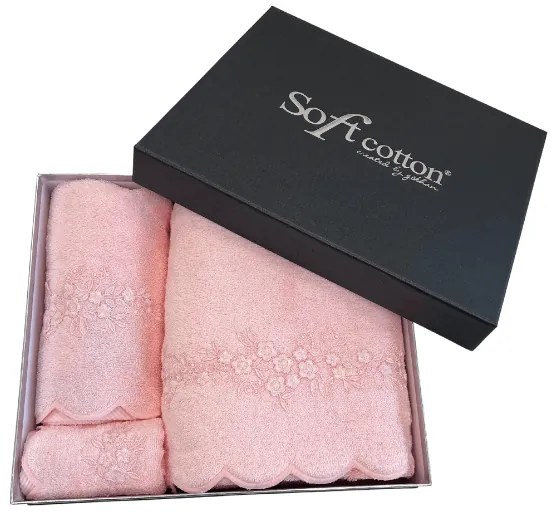 Podarunkowy zestaw ręczników SILVIA, 3 szt Różowy