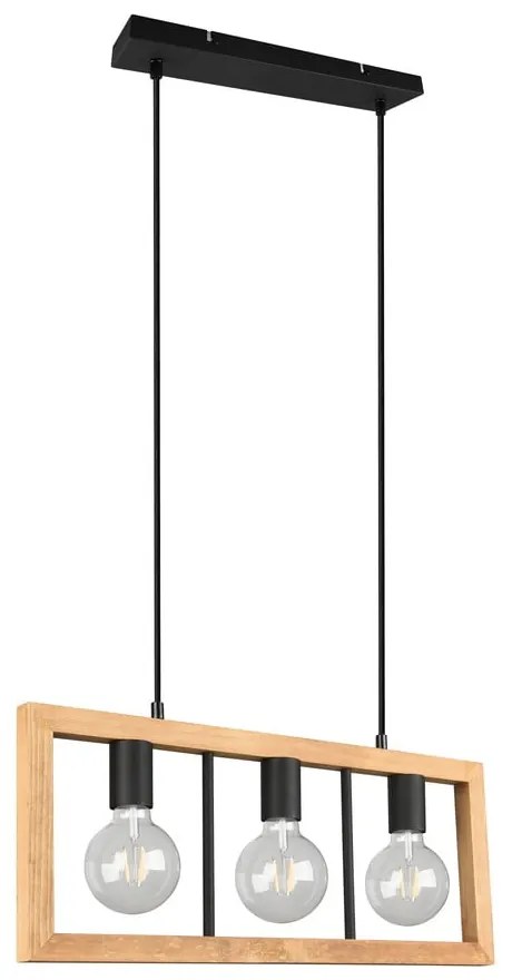Czarno-naturalna lampa wisząca Agra – Trio