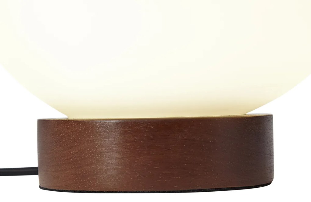 Lampa stołowa Japandi drewniana z opalowym szkłem - Sally