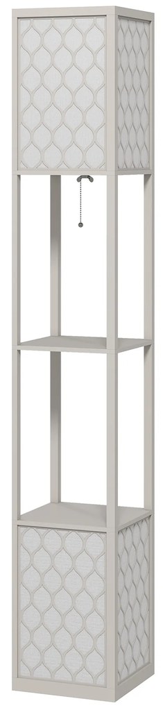 HOMCOM Lampa Stojąca w Nowoczesnym Designie, 2 Półki, Przycisk na Łańcuszku, 26 cm x 26 cm x 156 cm, Czarny + Biały