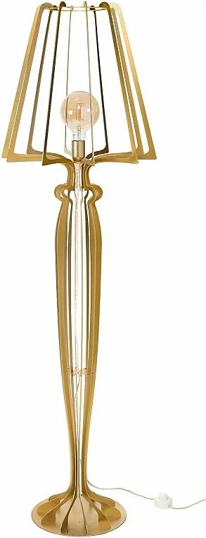 Lampa podłogowa Minerva Ø38x166 cm w stylu kratownicy żelaznej Nowoczesny design z włącznikiem nożnym Gniazdo E27 Wyprodukowano we Włoszech Złoto