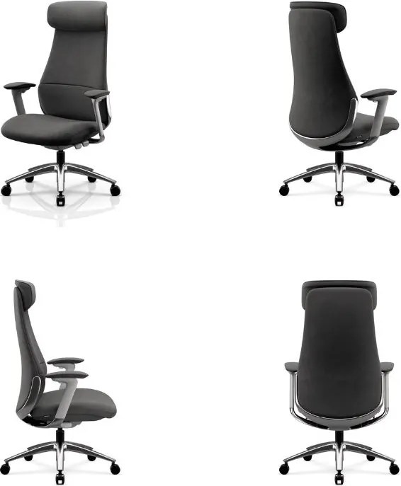 Ergonomiczny fotel biurowy tapicerowany Command, szara tkanina