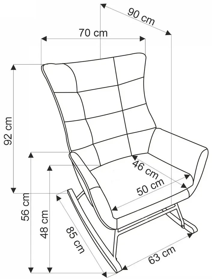Beżowy welwetowy pikowany fotel bujany - Cirisu