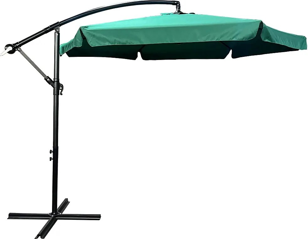 Wodoodporny parasol ogrodowy i tarasowy CYNIA w kolorze ciemnozielonym waga 11,7 kg wymiary 300x300x245 cm