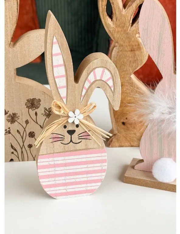 Drewniany wielkanocny zajączek SPRING BUNNY - różne warianty