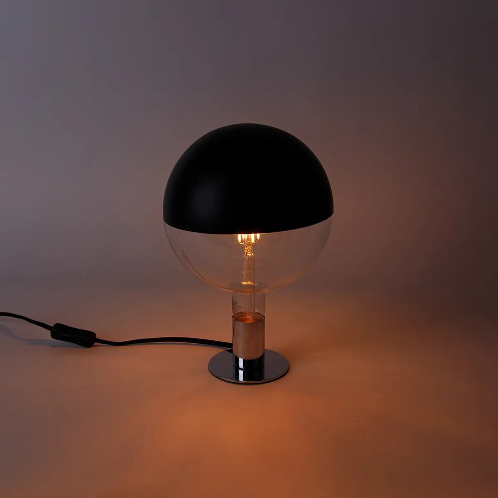 Żarówka LED E27 z możliwością ściemniania, szkło lustrzane G200, czarna, 6W, 360lm, 1800K
