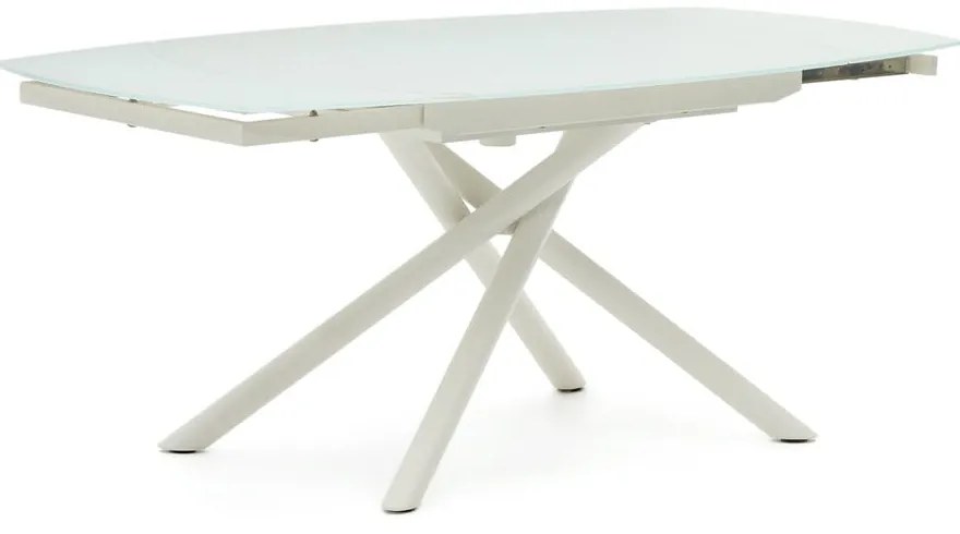 Biały rozkładany stół ze szklanym blatem 100x130 cm Yodalia – Kave Home