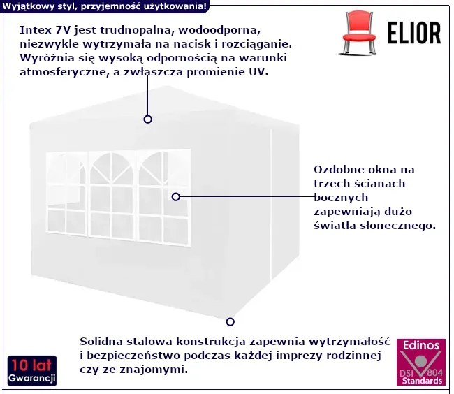 Biały namiot ogrodowy z oknami D1-K88