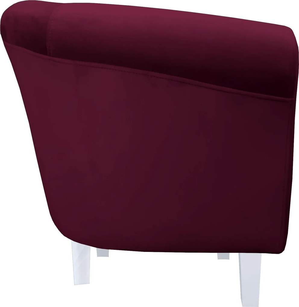 Fotel Milo tkanina Welur wygodny fotel tapicerowany do salonu i sypialni : Kolor nogi - Biała, Kolor tkaniny - VELVET - MG02, Wysokość nogi - 15 cm