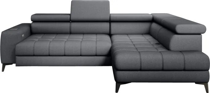 Narożnik BAGGIO Prawostronny z funkcją spania, wolnostojący tkanina LETTO 93 Ciemnoszary WERSAL