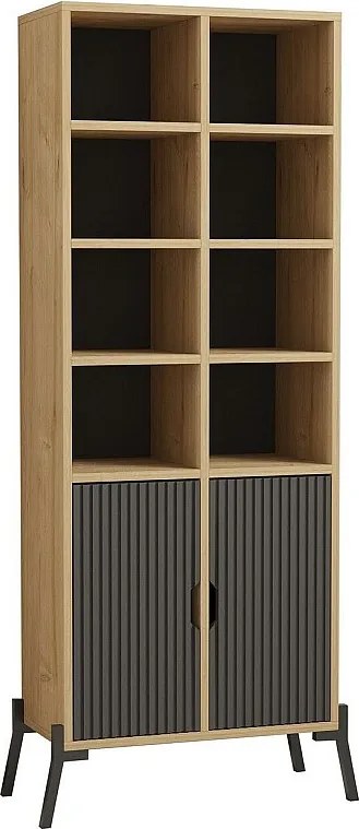 Regał na książki – 58,6 cm x 160 cm x 30 cm – Dąb szafirowy i antracyt – Płyta wiórowa pokryta melaminą