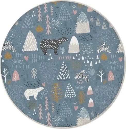 Niebieski dywan dziecięcy odpowiedni do prania ø150 cm Forest Land – Mila Home