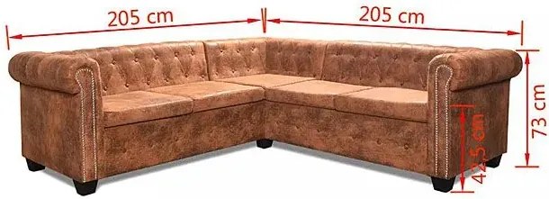 Klasyczny narożnik chesterfield Origo - rudy