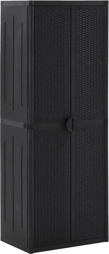 Czarna szafa ogrodowa rattan L8-B68
