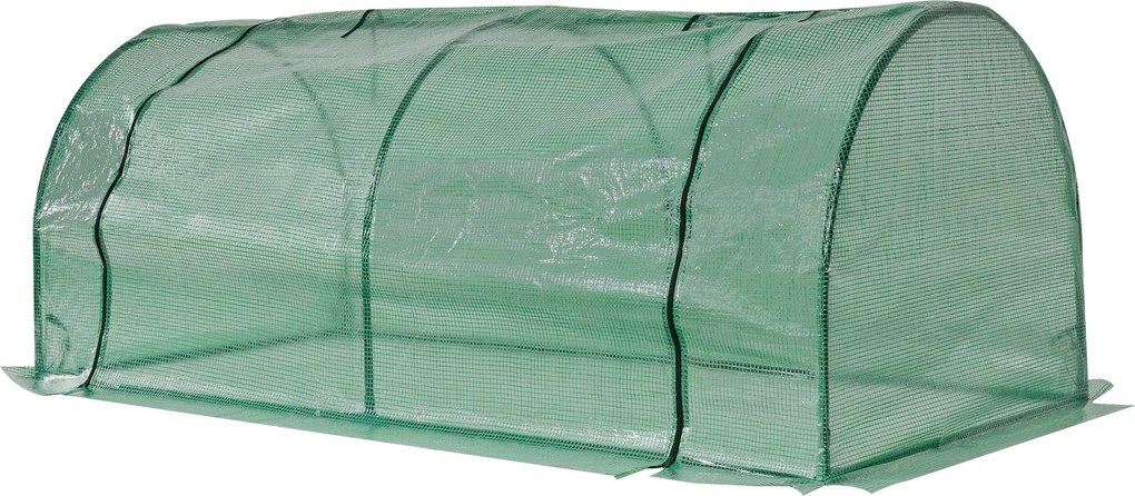 Outsunny Szklarnia, szklarnia z drzwiami, inspekt, dom dla roślin, hodowla roślin, Stal, Tworzywo sztuczne, 200 x 100 x 80 cm, Zielona