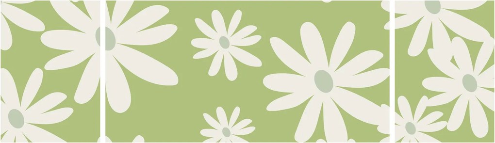 Obraz - Hipisi, zielone kwiaty N⁰1 (170x50 cm)