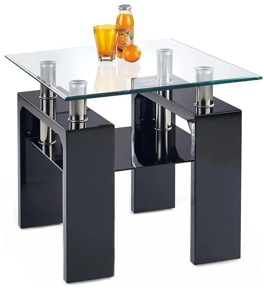Stolik kawowy DIANA 55x60 cm czarny/przezroczysty