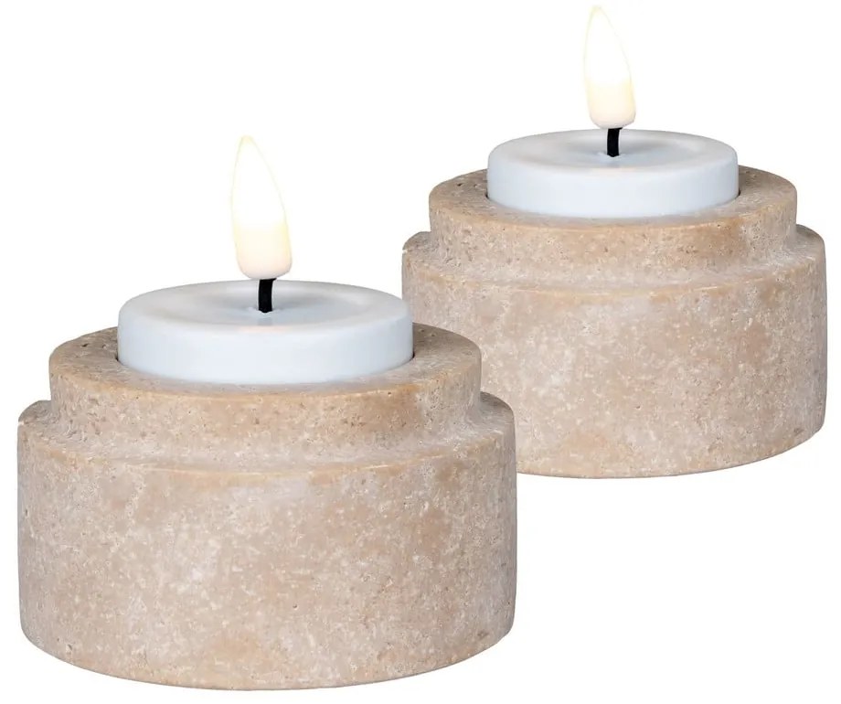 Kamienne świeczniki zestaw na świeczkę typu tealight 2 szt. – House Nordic