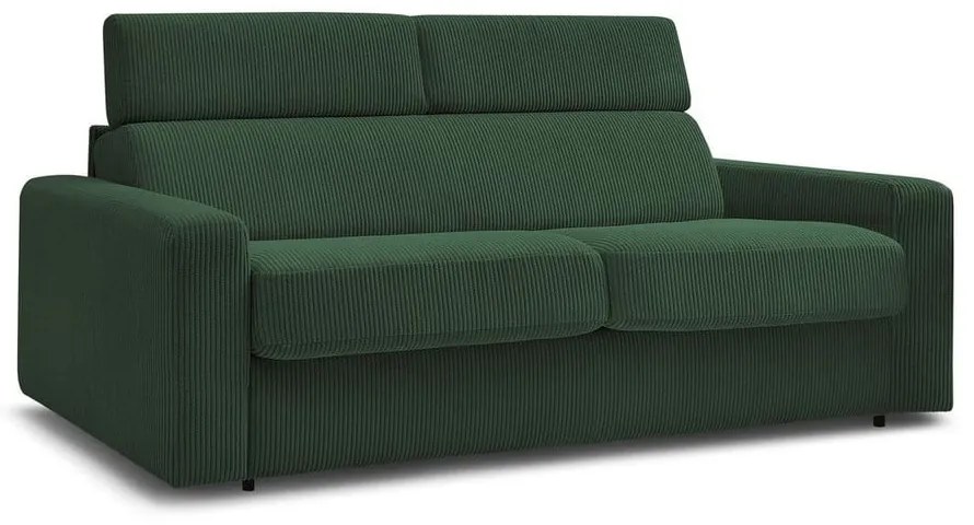 Ciemnozielona sztruksowa rozkładana sofa 215 cm Monaco – Bobochic Paris