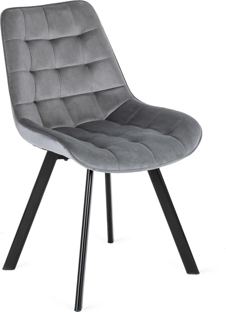 Zestaw Stół Okrągły Rozkładany LUKAS 100-250 cm Dąb Rustykalny/Czarny i 4 Krzesła Tapicerowane RICK Szare Welurowe Nowoczesne