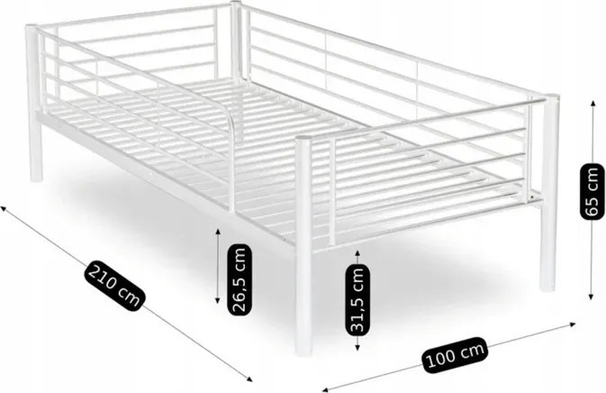 Łóżko Piętrowe Dla Dzieci 90x200 cm RODEZ Metalowe Białe Loft