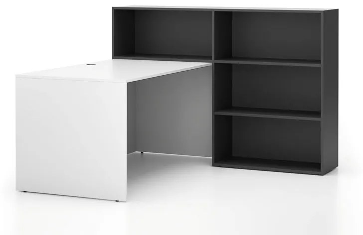 Zestaw mebli biurowych single SEGMENT, 3 półki, prawy, biały/grafit