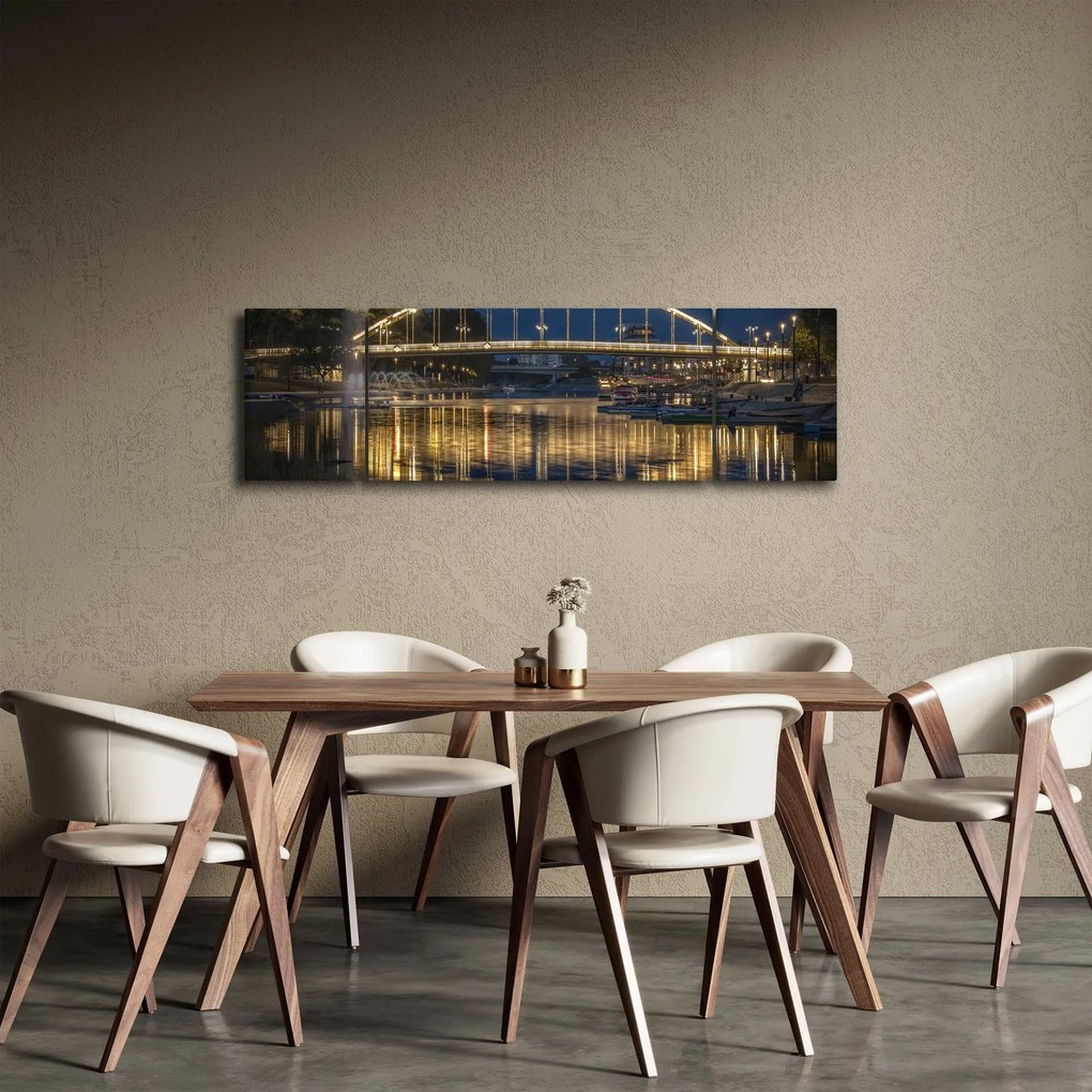 Obraz mostu z fontanną (170x50 cm)