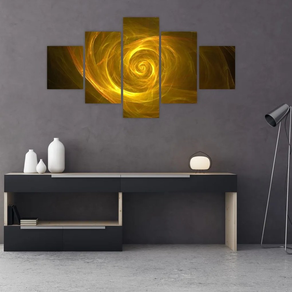 Obraz abstrakcyjnej żółtej spirali (125x70 cm)