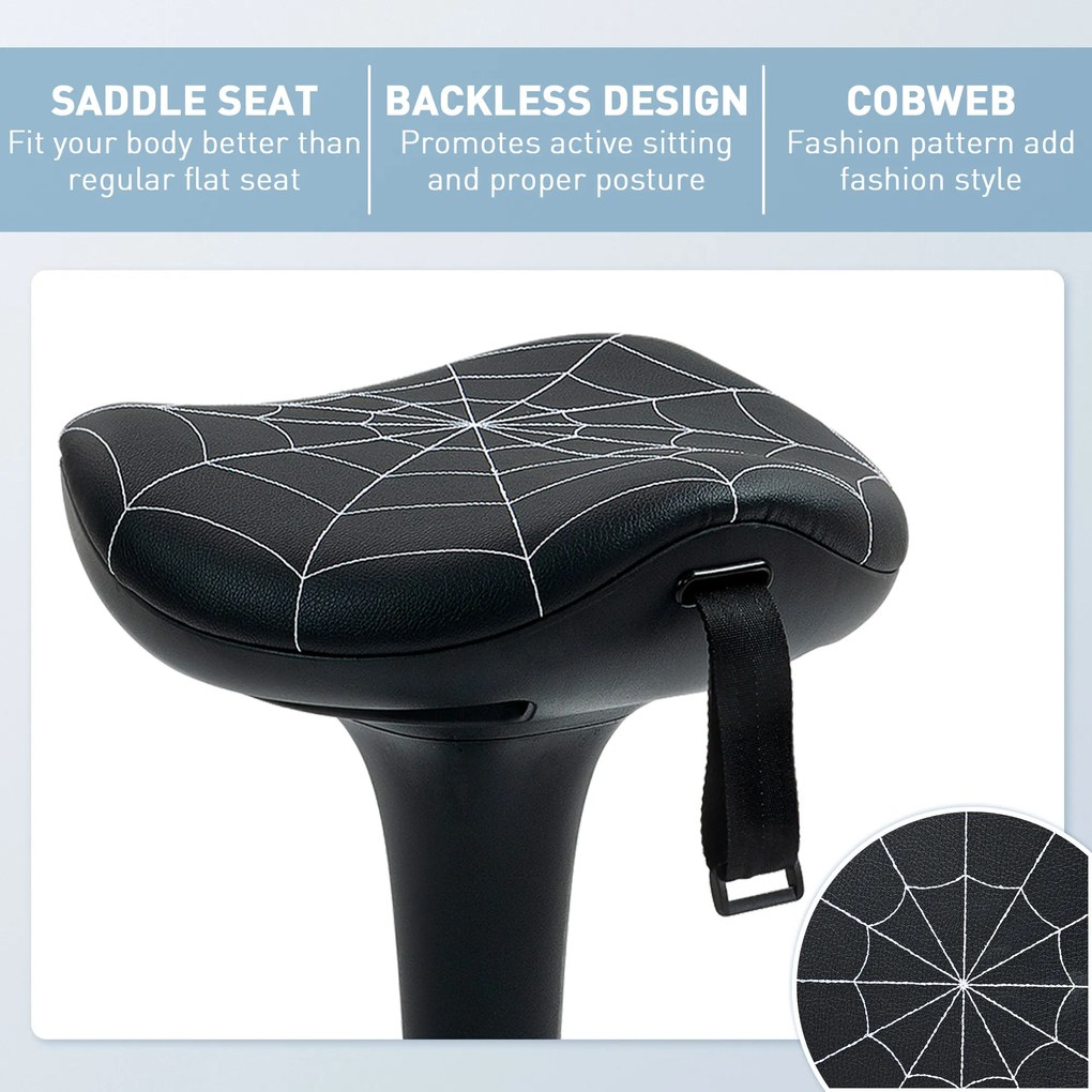 Vinsetto Stołek biurowy z funkcją obrotową, ergonomiczny stołek, regulowana wysokość 65,5-83,5 cm, 120° odchylany, czarny | Aosom PL