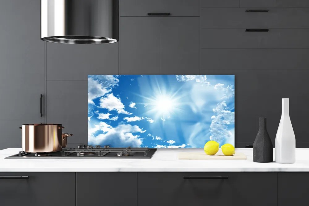 Szkło Ozdobne do Kuchni Błękitne Niebo z Obłokami