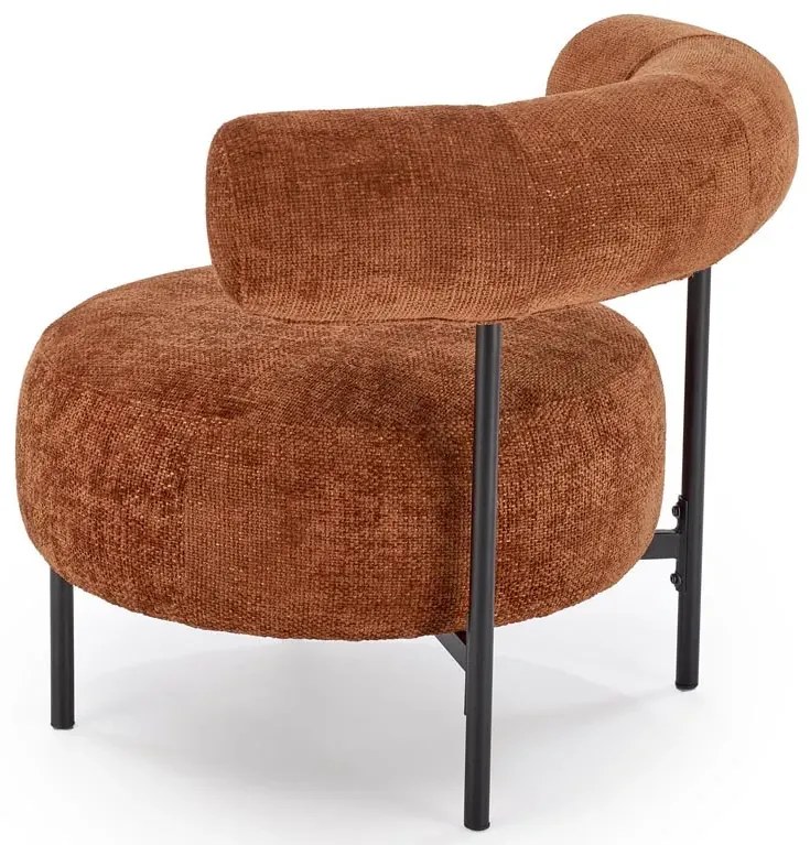 Cynamonowy designerski fotel wypoczynkowy - Roger