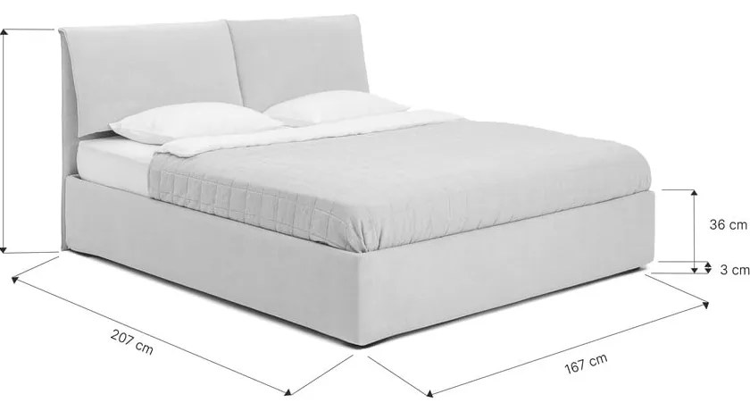 Łóżko tapicerowane dwuosobowe taupe z miejscem do przechowywania z materacem/kratką 160x200 cm Thessa Pillow - Bonami Selection