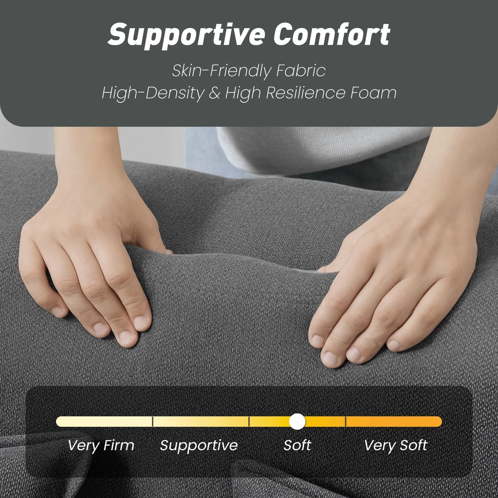 HOMCOM 2-osobowa sofa rozkładana z pianki, sofa rozkładana z szerokimi podłokietnikami, 2 poduszki, nośność 360 kg, szary