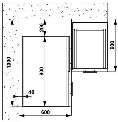 Szafka kuchenna narożna 100(80) VENTO DN-100/82 antracyt HALMAR