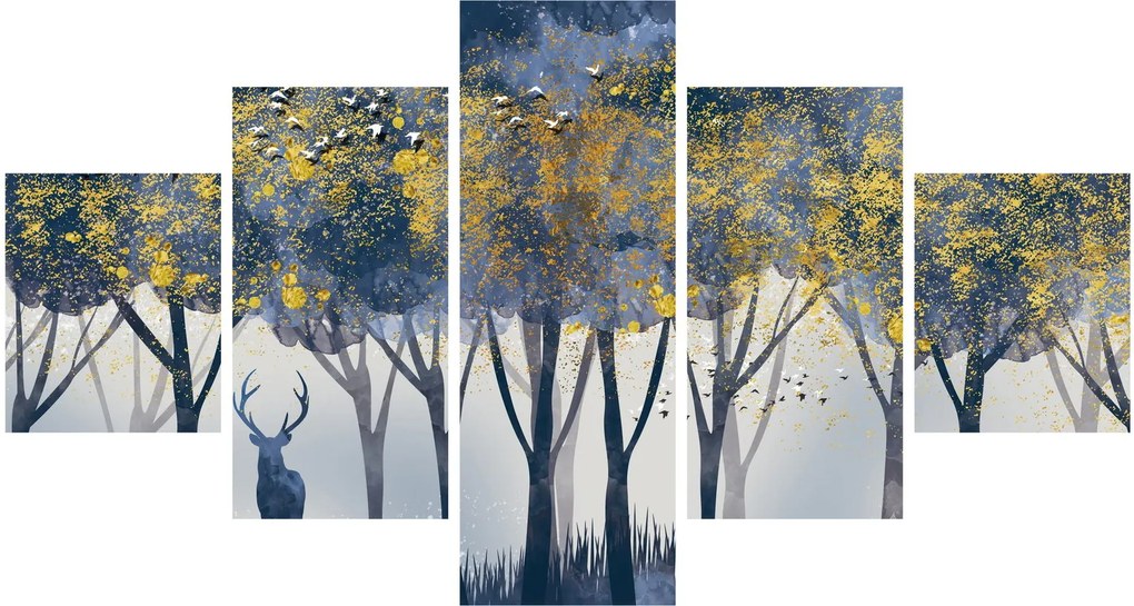 Obraz jelenia w lesie (125x70 cm)