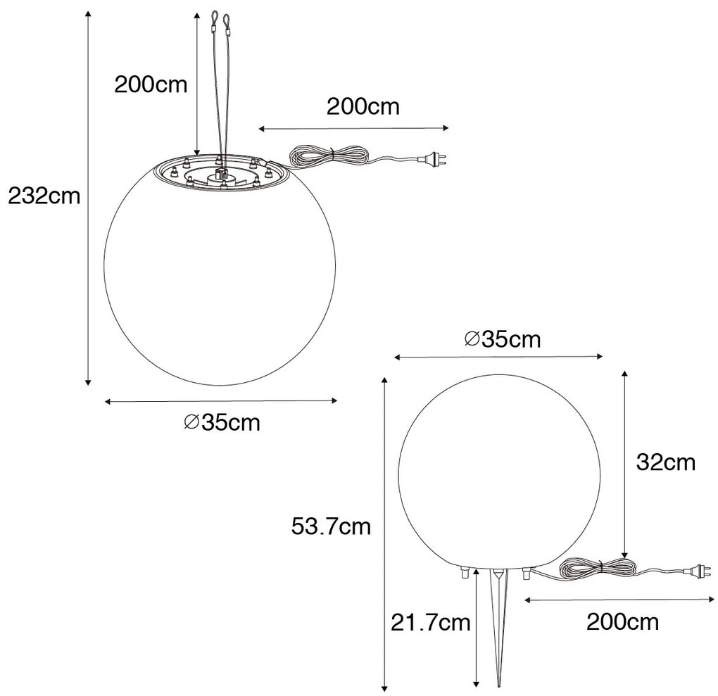 Zewnetrzna Nowoczesna lampa wisząca zewnętrzna szara 35 cm IP65 - Nura Nowoczesny Oswietlenie zewnetrzne