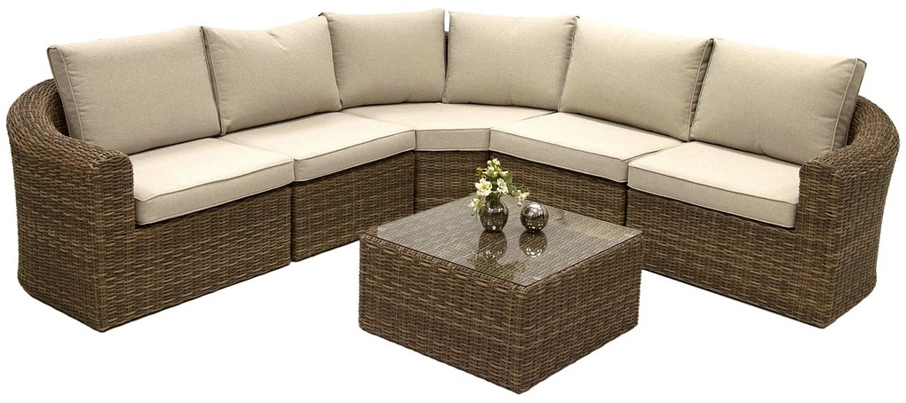 Modułowy narożnik rattanowy BORNEO LUXURY (brązowy)