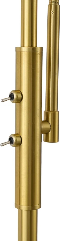 Designerska lampa podłogowa mosiężna z bursztynowym szkłem 2-źródła światła - Brianna