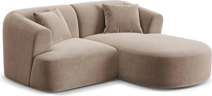 Jasnobrązowy aksamitny narożnik (prawostronny/z szezlongiem) Campi – Cosmopolitan Design