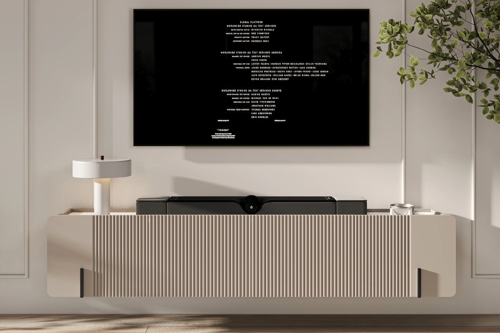 Szafka RTV Malmi 200 cm wisząca - kaszmir / crema bianca / czarny