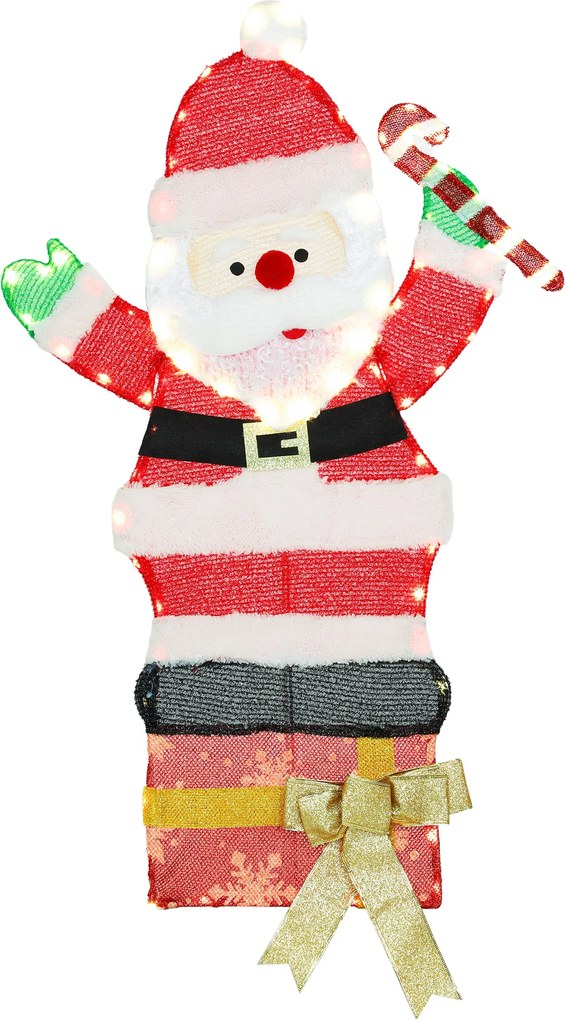 Outsunny Mikołaj LED 93 cm z 97 ciepłymi LED — stalowy stelaż, do wnętrz i na zewnątrz