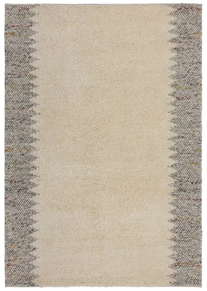 Szaro-kremowy dywan z mieszanki wełny tkany ręcznie 120x170 cm Minerals Border – Flair Rugs