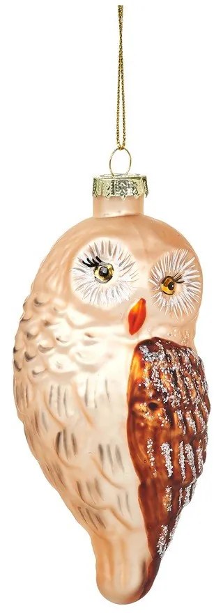 Szklana ozdoba świąteczna wykonana ręcznie 13 cm Owl – Sass &amp; Belle