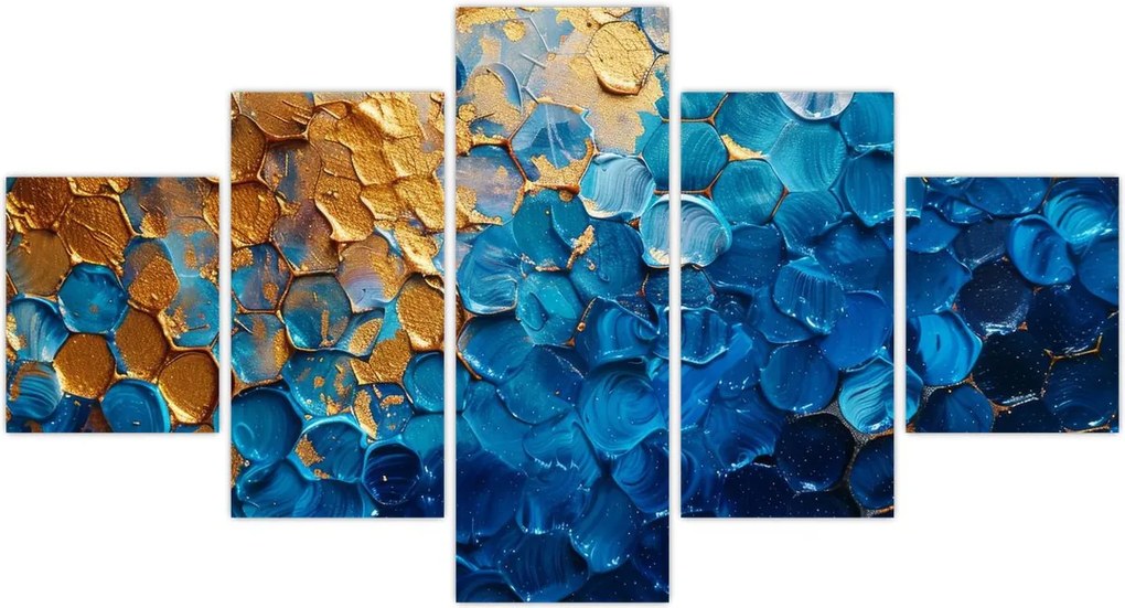Obraz - Niebiesko-złoty obraz (125x70 cm)
