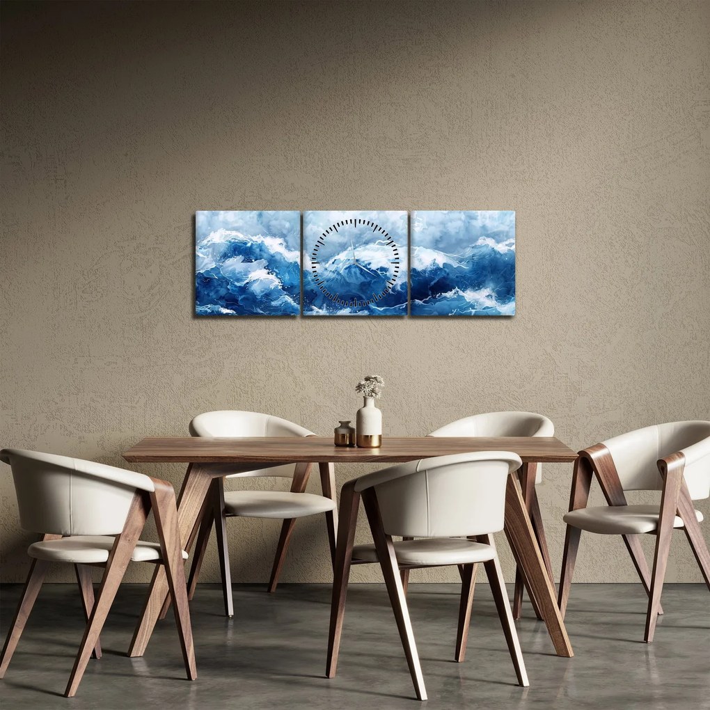 Obraz - Ilustracja przedstawiająca morze (z zegarem) (90x30 cm)