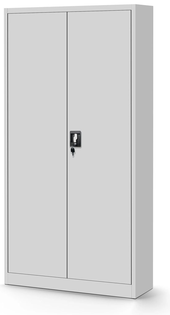 Biurowa szafa metalowa na akta TOMASZ, 900 x 1850 x 450 mm, szara