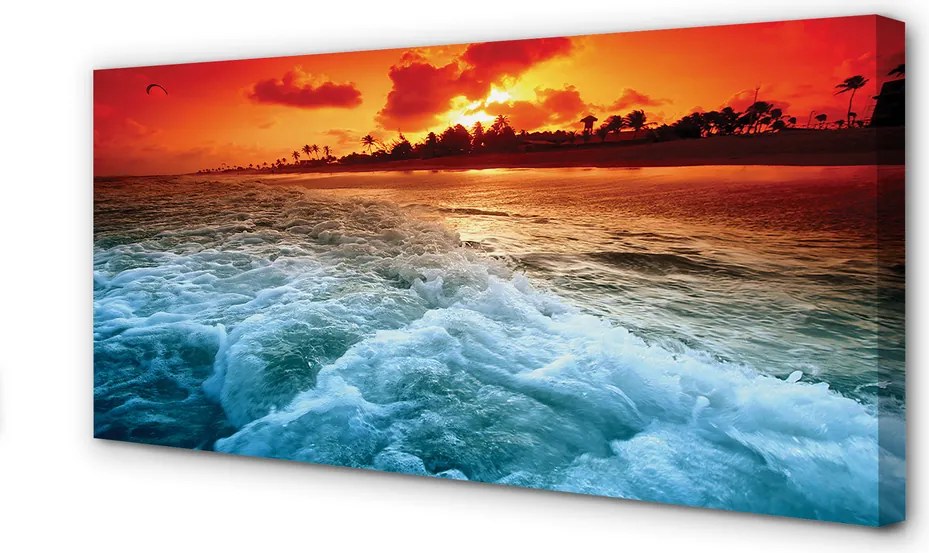 Obraz na płótnie Morze i Drzewa o Zachodzie