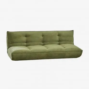 Sofa Rozkładana 3-osobowa Tapicerowana Mati Tkanina W Kolorze Intensywnej Zieleni Oliwkowej - Sklum